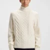 Pullover aus Wolle und Seide mit Zopfmuster