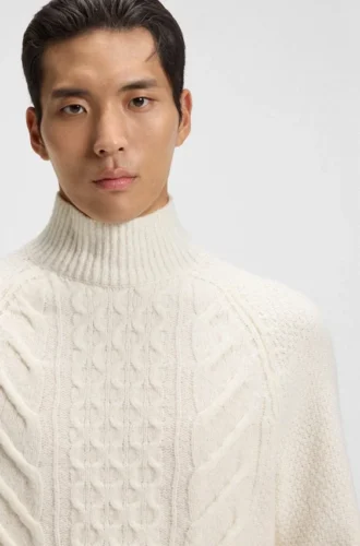 Pullover aus Wolle und Seide mit Zopfmuster