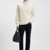 Pullover aus Wolle und Seide mit Zopfmuster