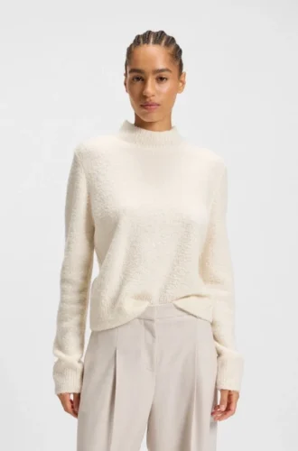 Pullover aus Wollmischung mit Stehkragen