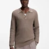 Pullover in lockerer Passform aus strukturierter Baumwolle mit Polokragen