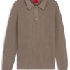Pullover in lockerer Passform aus strukturierter Baumwolle mit Polokragen