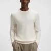 Pullover mit Fischgrätenmuster aus Wolle und Baumwolle