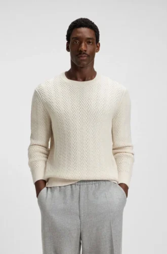 Pullover mit Fischgrätmuster aus Schurwolle