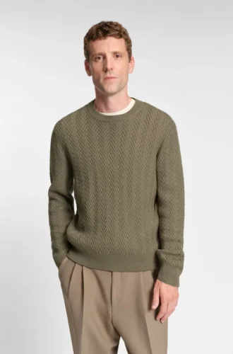 Pullover mit Fischgrätmuster aus Schurwolle
