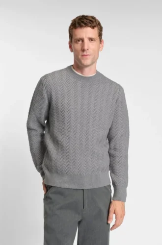 Pullover mit Fischgrätmuster aus Schurwolle