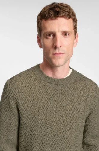 Pullover mit Fischgrätmuster aus Schurwolle