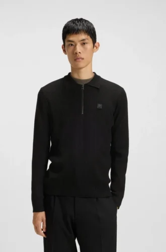 Pullover mit gestapeltem Logo und Reißverschlusskragen