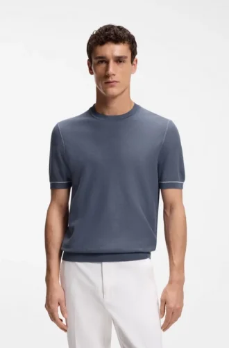 Pullover mit horizontalen Streifen aus einer Baumwollmischung