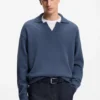 Pullover mit Johnny-Kragen aus Schurwolle Pullover mit Johnny-Kragen aus Schurwolle