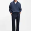 Pullover mit Johnny-Kragen aus Schurwolle Pullover mit Johnny-Kragen aus Schurwolle