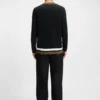 Pullover mit Kontraststreifen und Knopfleiste