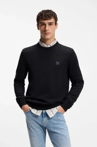 Pullover mit Logo-Etikett aus Baumwolle und Kaschmir