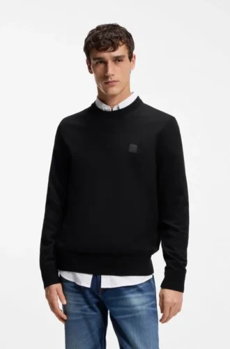 Pullover mit Logo-Etikett aus Baumwolle und Kaschmir