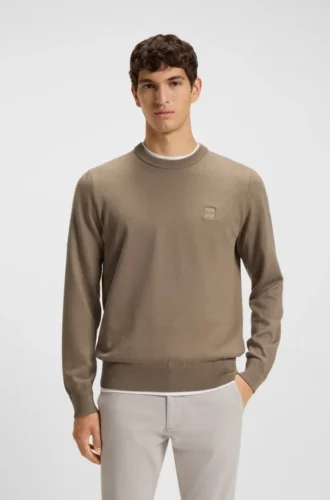 Pullover mit Logo-Etikett aus Baumwolle und Kaschmir