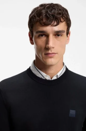 Pullover mit Logo-Etikett aus Baumwolle und Kaschmir