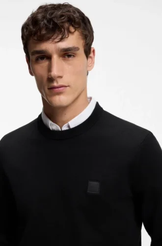 Pullover mit Logo-Etikett aus Baumwolle und Kaschmir