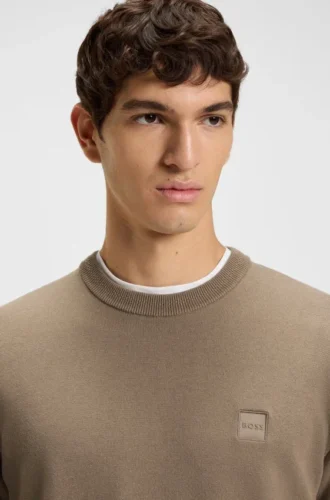 Pullover mit Logo-Etikett aus Baumwolle und Kaschmir