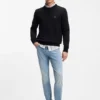 Pullover mit Logo-Etikett aus Baumwolle und Kaschmir