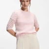 Pullover mit offen gestrickten Ärmeln
