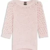 Pullover mit offen gestrickten Ärmeln