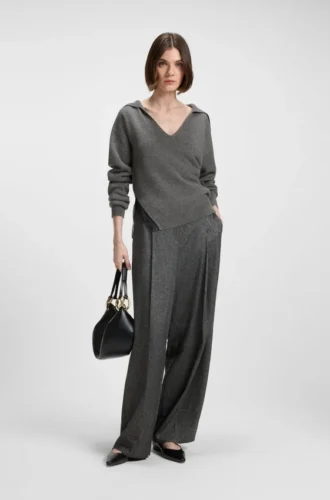 Pullover mit Spitzeneinsätzen aus Wolle und Kaschmir