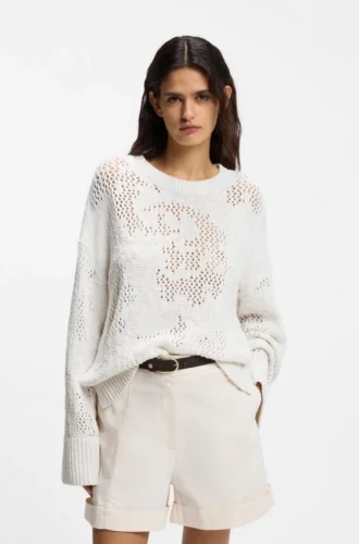 Pullover mit Strickmuster aus einer Baumwollmischung