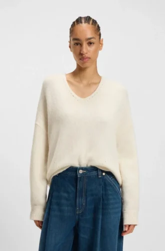 Pullover mit V-Ausschnitt aus italienischem Garn
