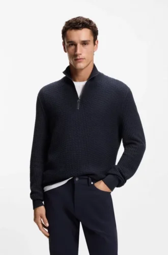 Pullover mit Viertelreißverschluss aus Baumwolle