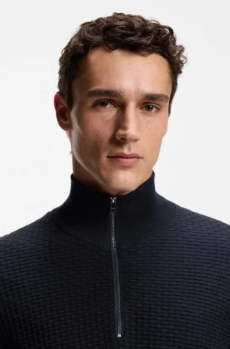 Pullover mit Viertelreißverschluss aus Baumwolle