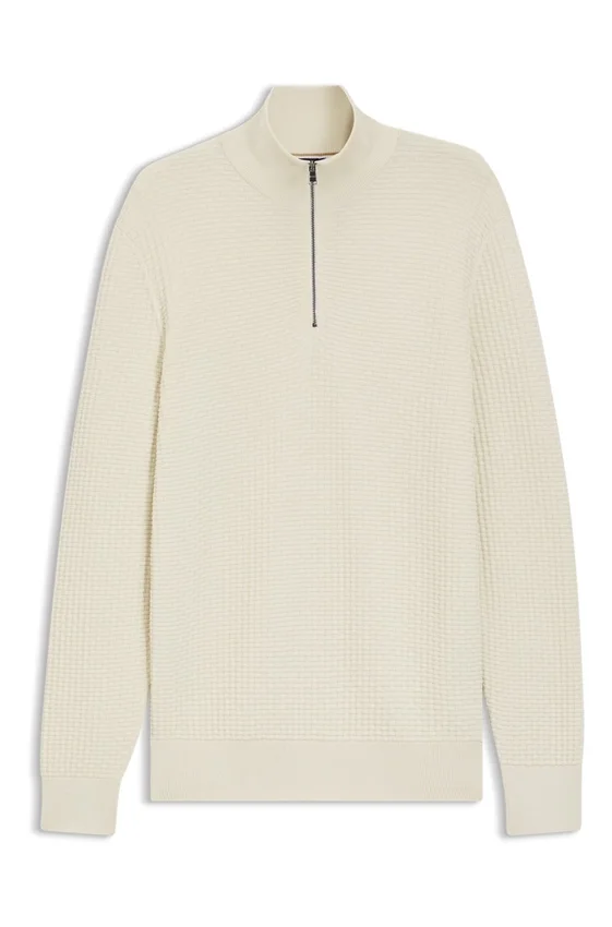 Pullover mit Viertelreißverschluss aus Baumwolle Pullover mit Viertelreißverschluss aus Baumwolle