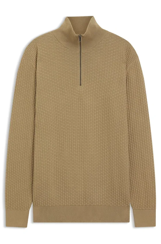 Pullover mit Viertelreißverschluss aus Baumwolle Pullover mit Viertelreißverschluss aus Baumwolle