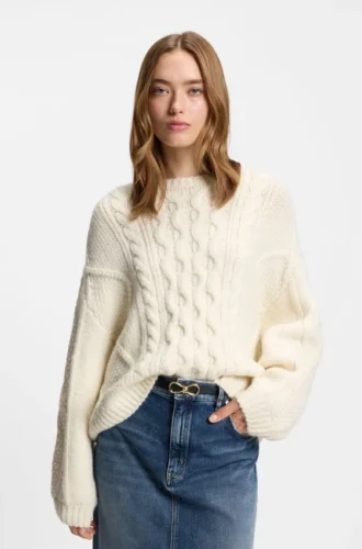 Pullover mit Zopfmuster in Oversize-Passform