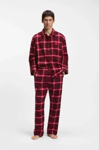 Pyjama-Hose mit Logo-Bund aus karierter Baumwolle