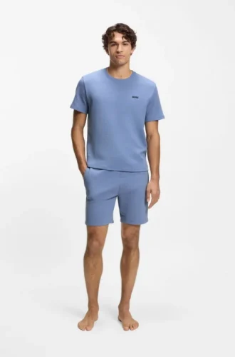 Pyjama-Shorts aus Baumwollmischung mit gesticktem Logo