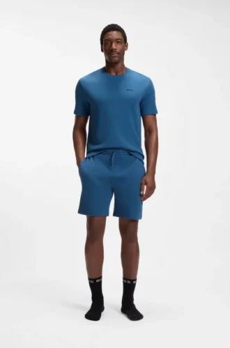 Pyjama-Shorts aus Baumwollmischung mit gesticktem Logo