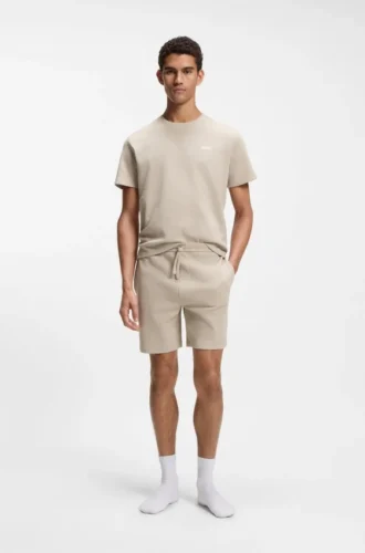 Pyjama-Shorts aus Baumwollmischung mit gesticktem Logo