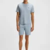 Pyjama-Shorts aus Baumwollmischung mit gesticktem Logo