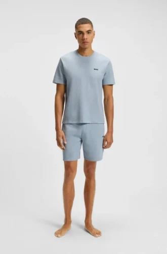 Pyjama-Shorts aus Baumwollmischung mit gesticktem Logo