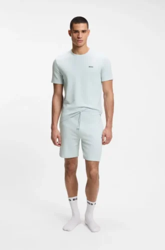 Pyjama-Shorts aus Baumwollmischung mit gesticktem Logo