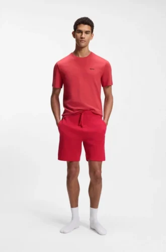 Pyjama-Shorts aus Baumwollmischung mit gesticktem Logo