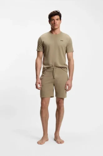 Pyjama-Shorts aus Baumwollmischung mit gesticktem Logo