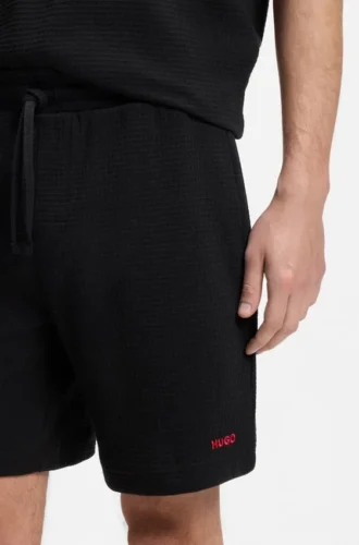 Pyjama-Shorts mit gesticktem Logo aus einer Baumwollmischung