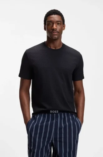 Pyjama-T-Shirt aus Baumwolle mit aufgedrucktem Logo