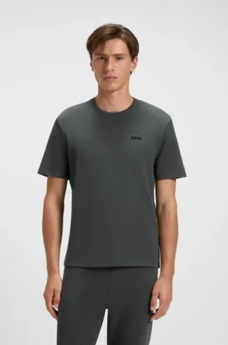 Pyjama-T-Shirt aus Baumwollmischung mit gesticktem Logo