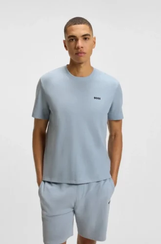 Pyjama-T-Shirt aus Baumwollmischung mit gesticktem Logo