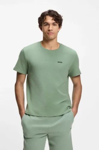 Pyjama-T-Shirt aus Baumwollmischung mit gesticktem Logo
