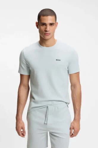 Pyjama-T-Shirt aus Baumwollmischung mit gesticktem Logo