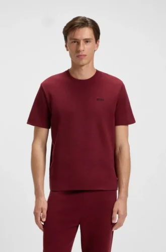 Pyjama-T-Shirt aus Baumwollmischung mit gesticktem Logo