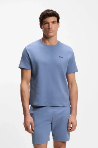 Pyjama-T-Shirt aus Baumwollmischung mit gesticktem Logo